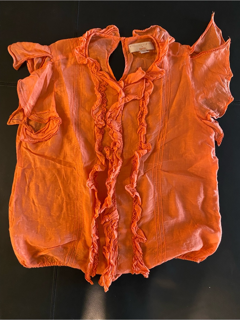 Stella McCartney GapKids Orange cotton/silk Ruffle Short-Sleeve Blouse, sz L(10)